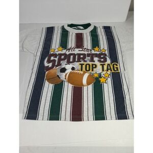 Vtg 90s Basic Editions Kids Sports Graphic Big Print T-Shirt Sz 14